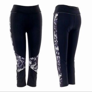 Alala Black Abstract Navy Print Athleisure Ankle Running Leggings Size XS